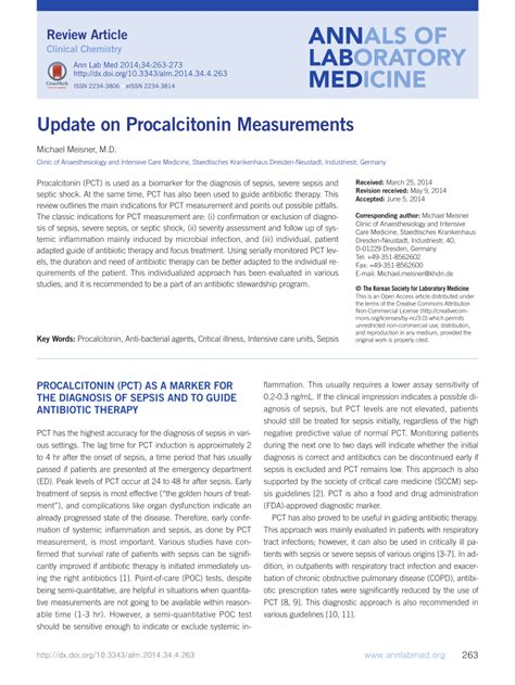 Update on Procalcitonin Measurements .